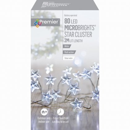 Premier Decorations MicroBrights Star Cluster Multi-Action 80 LED - White