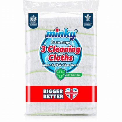 Minky Extra Large Anti-Bacterial Cleaning Cloths (Pack of 3)