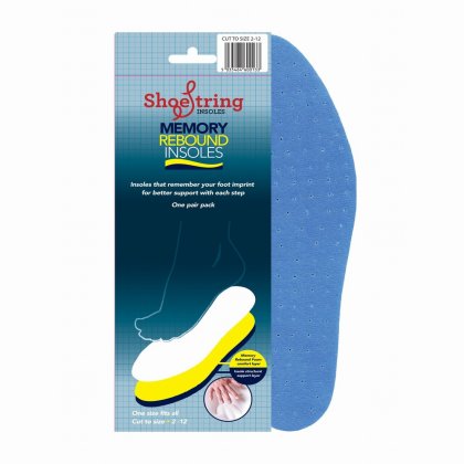 Shoe-String Memory Foam Insoles Blue - Cut to size