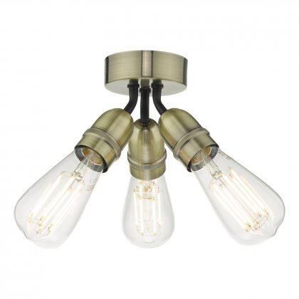 Yao 3 Light Flush Antique Brass