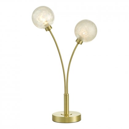 Avari 2 Light Table Lamp Satin Brass Glass