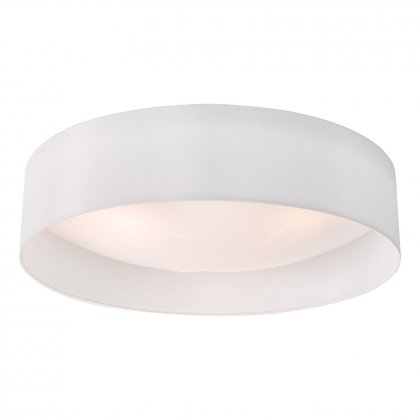 Nysa 3 Light Flush White Faux Silk 60cm