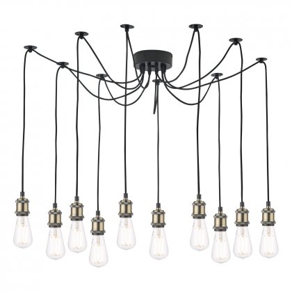 Waco 10 Light Pendant Antique Brass Matt Black