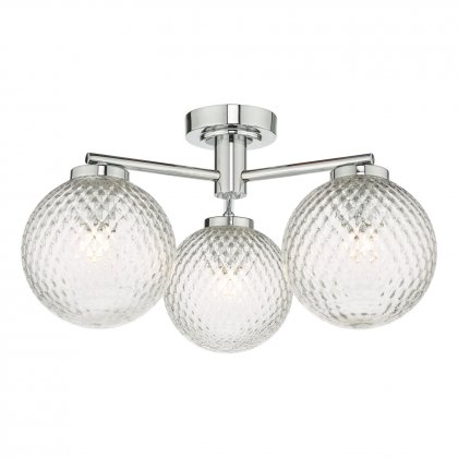 Wayne 3 Light Semi Flush Polished Chrome Glass IP44