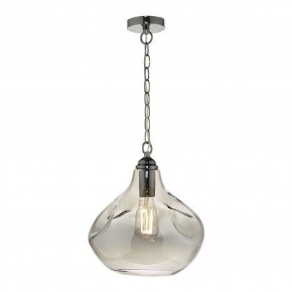 Esarosa 1 Light Pendant Black Chrome And Smoked Glass