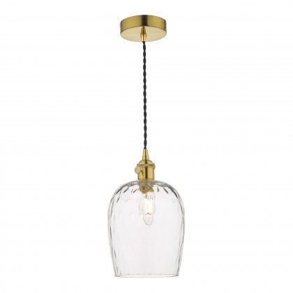 1LT Pendant Natural Brass C/W Dimpled Glass Shade