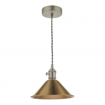 1LT Pendant Antique Chrome C/W Aged Brass Shade