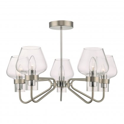 Keta 5 Light Semi Flush Satin Chrome & Polished Chrome