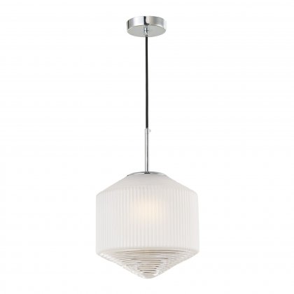 Nisha 1 Light Pendant Polished Chrome And Frosted/Clear Glass