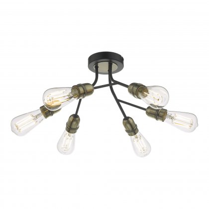 Remy 6 Light Semi Flush Black & Antique Brass