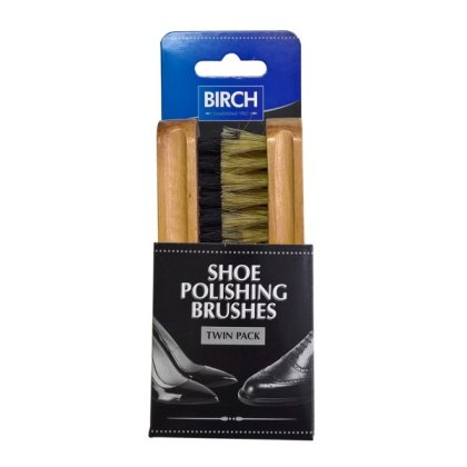 Birch Shoe Polishing Brushes Twin Pack - Medium