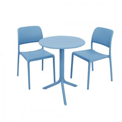 Nardi Step Table with Set of 2 Bistrot Chairs - Sky Blue