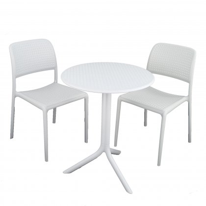 Nardi Step Table with Set of 2 Bistrot Chairs - White