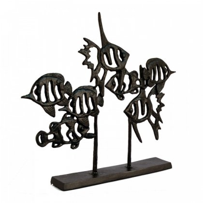 Elur Iron Ornament Angel Fish Shoal 33cm