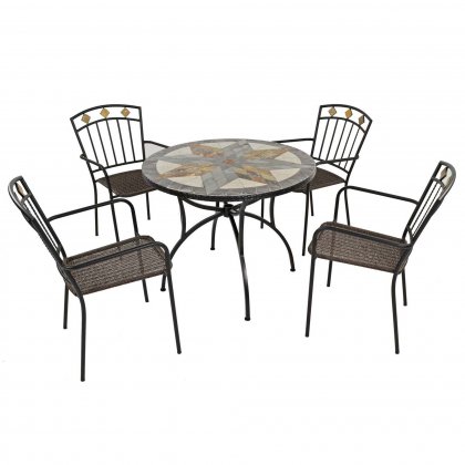 Exclusive Garden Montilla 91cm Patio Table with 4 Malaga Chairs