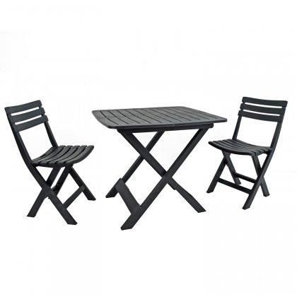 Trabella Brescia Folding Table & Chairs Set - Anthracite