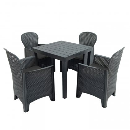 Trabella Roma Square Table with 4 Sicily Chairs - Anthracite