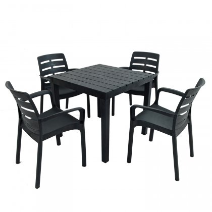 Trabella Roma Square Table with 4 Siena Chairs - Anthracite