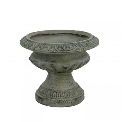 Solstice Sculptures Fluted Urn Low 28cm in Verdigris Effect