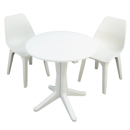 Trabella Levante Dining Table with Set of 2 Eolo Chairs - White