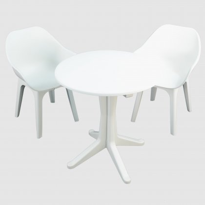 Trabella Levante Dining Table with 2 Ghibli Chairs - White