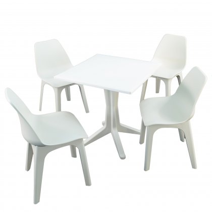 Trabella Ponente Dining Table with Set of 4 Eolo Chairs - White