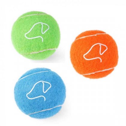 Zoon Throw & Fetch Dog Toys - Squeaky Pooch 6.5cm Tennis Balls (Pack of 3)