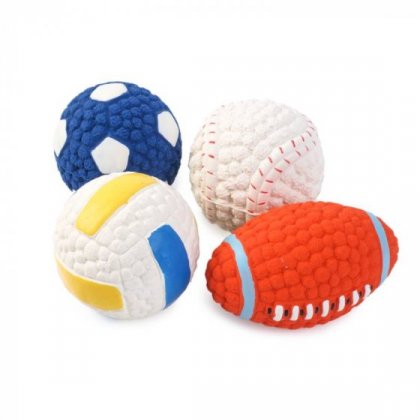 Zoon Throw & Fetch Dog Toys - Squeaky 6cm Latex Pooch Ball (Assorted)