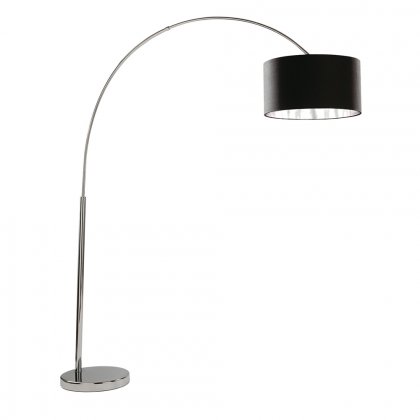 Searchlight Giant Arc Floor Lamp Chrome with Black Fabric Shade