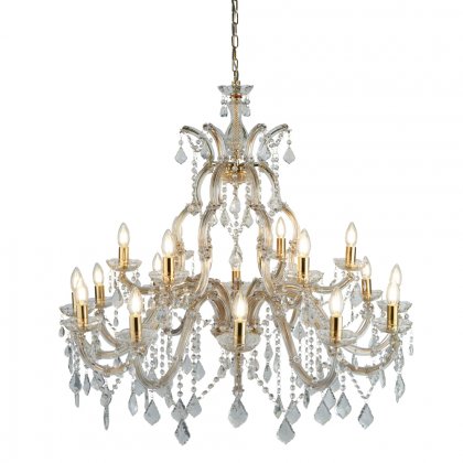 Searchlight Marie Therese 18 Light Chandelier Polished Brass & Clear Crystal