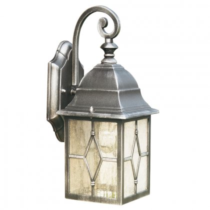 Searchlight Genoa Outdoor Wall Bracket, Black Silver, Leaded Glass