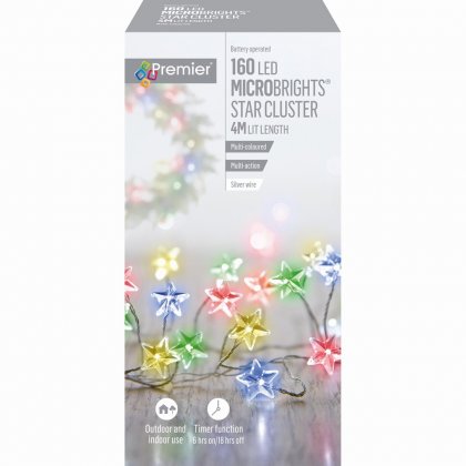 Premier Decorations MicroBrights Star Cluster Multi-Action 160 LED - Multicoloured