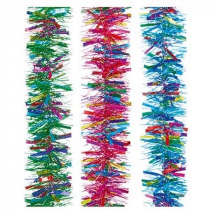 Premier Decorations Multi Laser Chunky Fine Cut Tinsel 2M x 10cm - Assorted