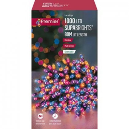Premier Decorations SupaBrights Multi-Action 1000 LED with Green Cable - Rainbow