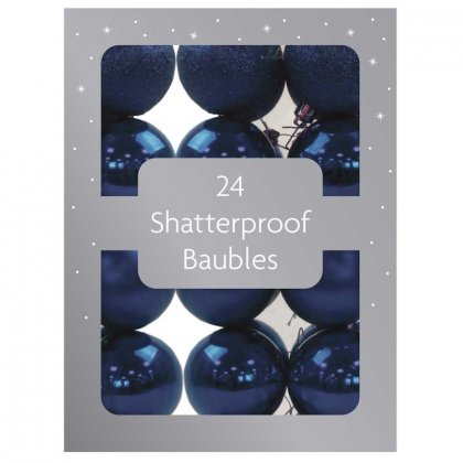 Festive Wonderland Shatterproof Baubles (Pack of 24) - Blue