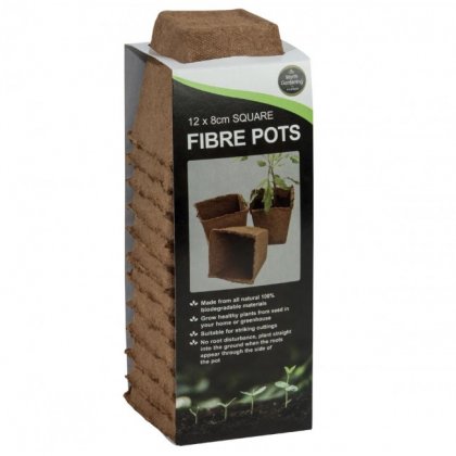 Garland 8cm Square Fibre Pots - Pack of 12