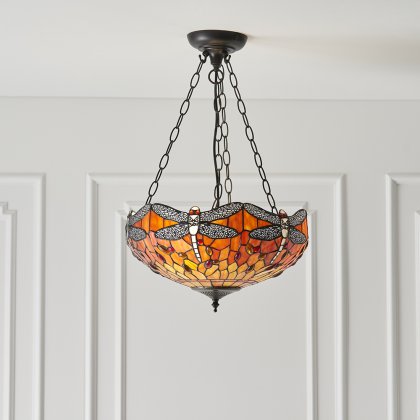 Dragonfly flame 3 light Pendant light