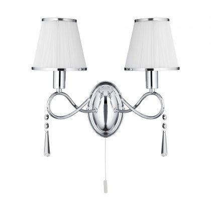 Searchlight Simplicity-2 Light W/Bracket Chrome & Clear Glass White String Shades