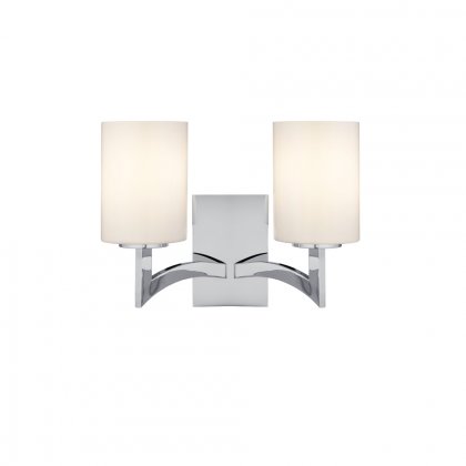 Searchlight Gina 2 Light Wall Bracket Chrome White Glass Shades