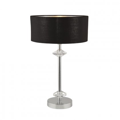 Searchlight Ontario Chrome Table Lamp With Black Shade/Silver Inner