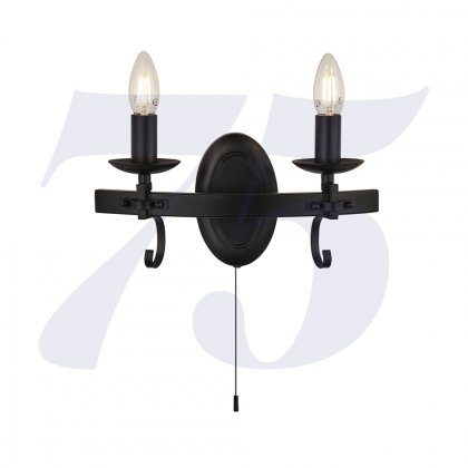 Searchlight Cartwheel III 2 Light Wall Light Black