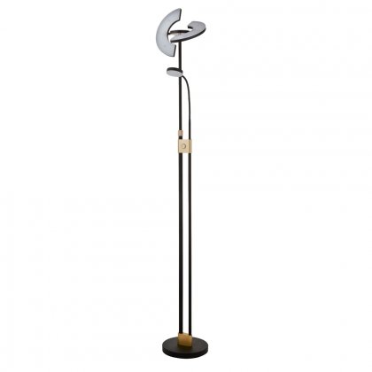 Searchlight Gio Led Mother & Child Floor Lamp Matt Black & Satin Brass