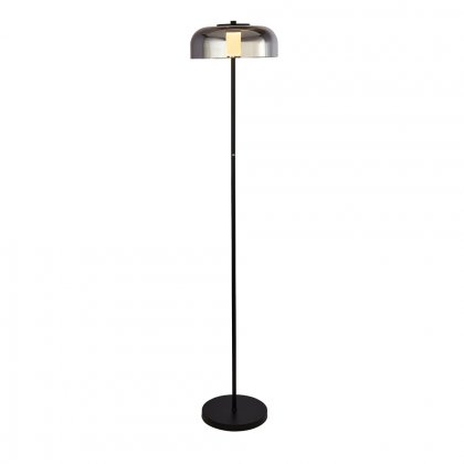 Searchlight Frisbee Led Floor Lamp, Matt Black With Smoked Glass