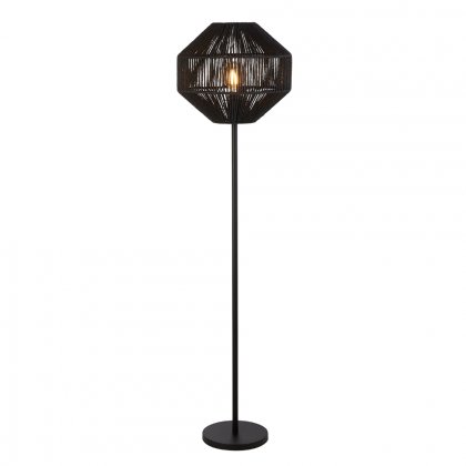 Searchlight Wicker Floor Lamp, Black Wicker