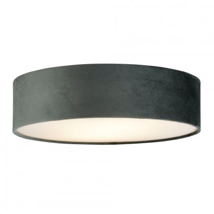 Searchlight Drum 2 2 Light Velvet Flush, Grey Shade