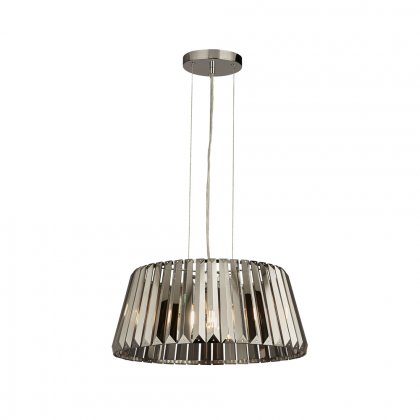 Searchlight Tiara 5 Light Pendant, Chrome Smoke Glass