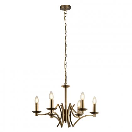 Searchlight Ascot 6 Light Pendant Antique Brass