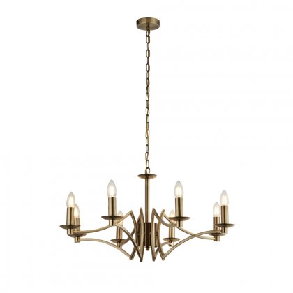 Searchlight Ascot 8 Light Pendant Antique Brass