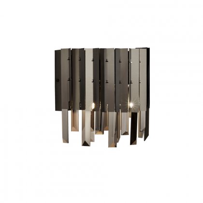 Searchlight Rotunda 2 Light Wall Light, Black With Smoke Crystal