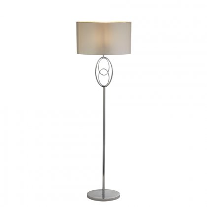Searchlight Loopy Floor Lamp, Chrome With White Shade